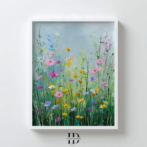 Wildflower Wall Art, Colorful Floral Painting, Meadow Garden Print, Pastel Flowers in Bloom, Digital Download Poster, Nature-Inspired Decor