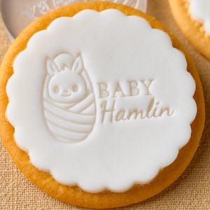 9 Design Baby Cookie Stamp – Personalized Fondant Embosser with Optional Cutter for Baby Showers, Gifts & Home Baking, Custom Baby Name