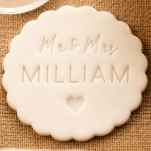 9 Design Wedding Cookie Stamp – Personalized Embosser with Optional Cutter for Weddings, Engagements & Bridal Showers, Custom Couple Name