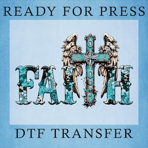 Faith Cross DTF Transfer: Christian Heat Press Design