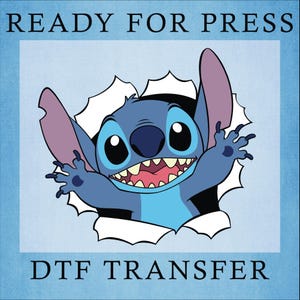 Stitch Dtf, stitch iron on Dtf, Stitch heat press transfer, Stitch transfer, Lilo and Stitch Kids Ready To Press, Happy Cute Lilo And Stitch