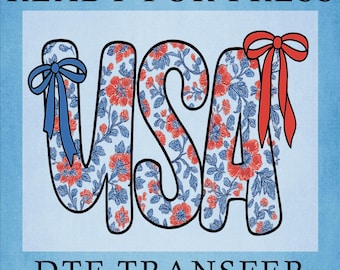 Floral USA DTF Transfer: Retro 4th of July Heat Press