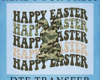 Camo Easter Bunny Ready To Press, Camouflage Bunny Dtf, Rabbit Stacked Camo Heat Press, Camouflage Bunny Dtf, Easter Day Gift For Son Dtf