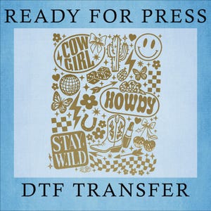 Retro Cowgirl DTF Transfer: Western Heat Press Design