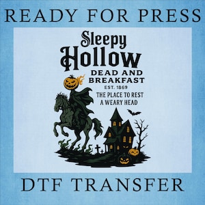 Sleepy Hollow DTF Transfer: Howdy Halloween, Headless Horseman Heat Press