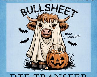 Retro Highland Cow Halloween DTF Transfer: Funny Moo Boo Ready To Press
