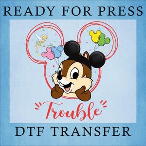 Chip and Dale Dtf, Disney Double Trouble DTF, Chip Dale Ready To Press, Mickey Head Heat Press, Disney Lover Gift dtf, Best Friend Gift Dtf