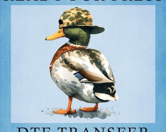 Camo Mallard Duck DTF Transfer: Hunting Heat Press Design