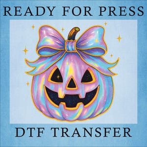 Iridescent Pumpkin Ghost DTF Transfer - Coquette Halloween Heat Press