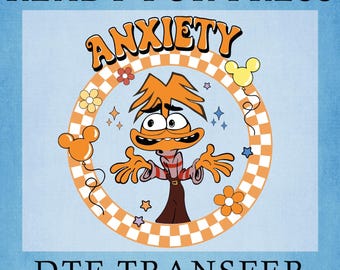 Anxiety Character DTF Transfer, Disney Character Kids Ready To Press