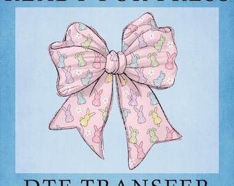 Easter Bunny Bow DTF Transfer, Ready To Press Heat Transfer