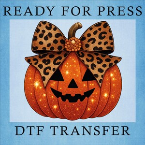 Leopard Coquette Bow Pumpkin Dtf, Sparkly Pumpkin Dtf, Pumpkin Girly Dtf, Coquette Pumpkin Ready to Press, Bedazzled Pumpkin Heat Press