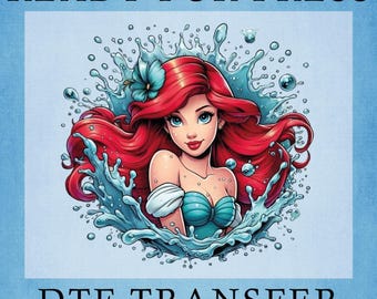Ariel Water Droplets Dtf Transfer, Disney Princess Ready To Press, Mouse Silhouette Iron On