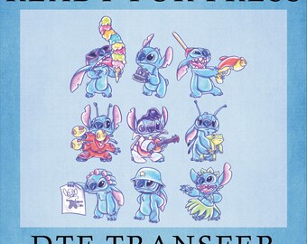 Floral Stitch DTF Heat Transfer: Lilo and Stitch Designs Iron On