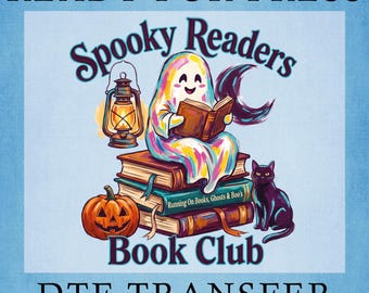 Spooky Readers Book Club Ghost DTF Transfer, Bookish Pumpkin Ready To Press