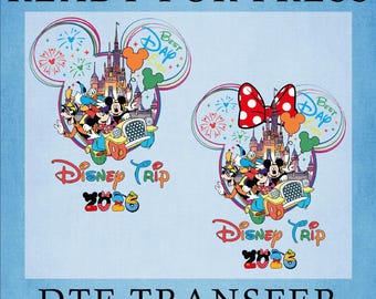 Disney Trip 2026 DTF Transfer, Mickey and Minnie Castle Ready To Press