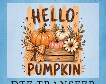 Striped Hello Pumpkin Dtf Transfer, Coquette Autumn Cozy Fall Ready To Press