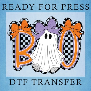 Neon Halloween Boo Ghost DTF Transfer, Ready to Press