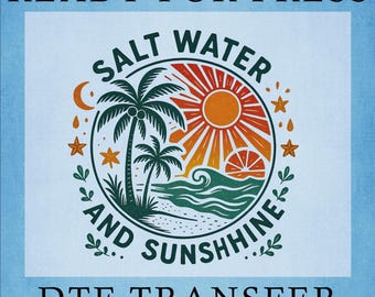 Retro Summer DTF Transfer: Salt Water & Sunshine Heat Press