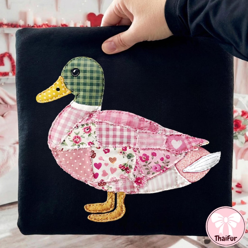 Grandma Core Duck PNG, Patchwork Quilted Mallard Duck Design, 90s Inspired Farmhouse Duck Hunting Sublimation PNG image 3