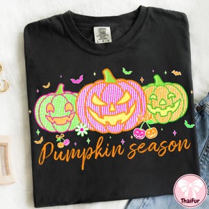 Preppy Seersucker Pumpkin Season PNG, Cute Girly Halloween PNG, Girly Halloween Ghost Sublimation, Bright Fall with Lashes, Shabby Chic Faux
