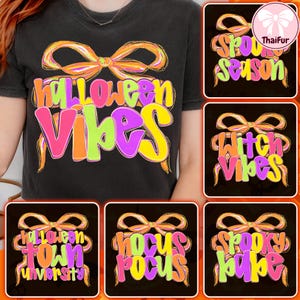 Spooky Season Bundle Png, Preppy Halloween Coquette Bow Png, Neon Halloween Brushstroke Sublimation, Girly Spooky Cute Ghost Png