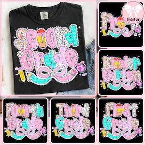 Preppy Back to School Floral Bundle PNG, First Day Of School png, Preppy School png, School Bundle png, First/Second/Third Grade Design