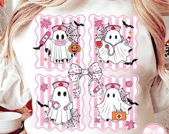 Preppy Nurse Halloween png sublimation, Nurse Shirt png, Boo boo crew png, halloween nurse png, Spooky Nurse png, Nurse png, Ghost Nurse Png