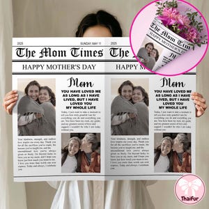 Editable Mothers Day Newspaper Canva Template, Printable Mothers Day, Newspaper Bouquet Wrap, Digital Gift, Personalized Mothers Day Gift