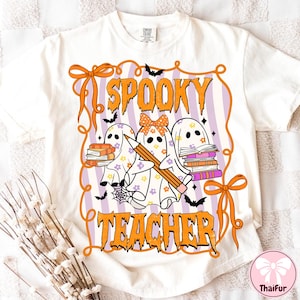 Preppy Teacher Halloween Png, Halloween Teacher Pencil Png, Trick or Teach, Funny Teacher Png, Spooky Teacher Sublimation, Book Ghost Png