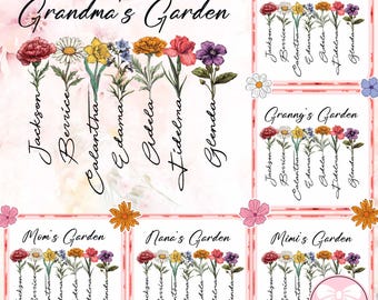 Grandma's Garden PNG, CUSTOM Nana/Mimi/Nanny's Garden PNG Bundle, Gift for Mom Png, Custom Kid Name Png, Mother's Day