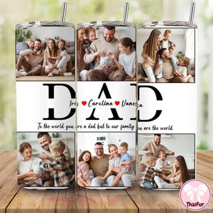 Custom I Love You DAD 20oz Tumbler Wrap Png, Heart Photo Template for Sublimation, Mother&#39;s Day Custom Gift, Father’s Day, Digital Download