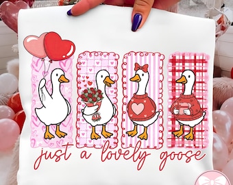Silly Goose Valentines PNG, Cute Lovely Goose Coquette Sublimation, Valentine Goose Png, Funny Valentine, Duck valentines File