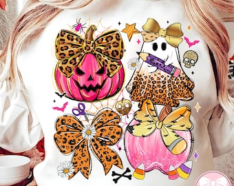 Spooky Teacher Halloween Png, Teacher Halloween Shirt Design Png, Pink Leopard Ghost Teacher Png, Trick Or Teach Png, Teacher Pencil Bow