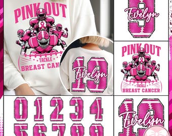 Personalized Breast Cancer Football Png, Custom Pink Out Sport PNG, American Football Awareness PNG, Pink Ribbon October Support Png