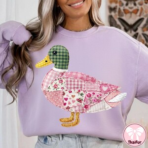 Grandma Core Duck PNG, Patchwork Quilted Mallard Duck Design, 90s Inspired Farmhouse Duck Hunting Sublimation PNG image 6