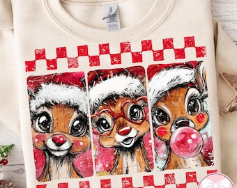 Niedliches Weihnachten PNG, Rentier Pinselstriche Png, Adrette Weihnachten Pinselstriche Png, Urlaubsfilme Png, Frohe Weihnachten digitaler Download