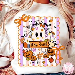 Benutzerdefinierte Halloween Lehrer Gruselige Png, Halloween Png, Süßer Geist Png, Gruselige Saison Png, Retro Halloween Png, Preppy Lehrer Png Sublimation