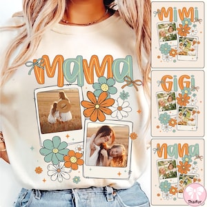 Custom Floral Frame Photo Canva Template, Mothers Day Png, Add Your Photos, Mama Floral Png, Hand drawn, Mama with Kids Photo