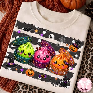 Glitter Halloween Dumpling PNG, Cute Kawaii Spooky Food Clipart, Sparkle Ghost Dumplings, Funny Halloween Shirt Design, Digital Download