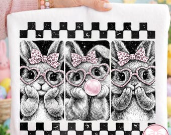 Preppy Easter Leopard Bunny Png, Retro Cute Easter Bunny Png, Bunny Ears PNG, Halftone Coquette Easter Png, Spring Download