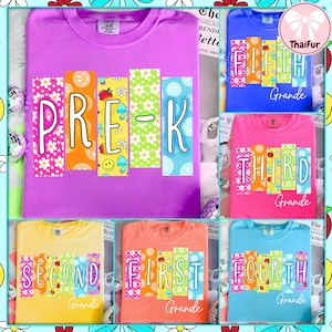 Neon Back to School PNG Bundle, Coquette Floral Kindergarten Pre-K 1st 2nd 3rd 4th Grade Png, Hand Drawn, Girly Pink Bow, Colorful, Smiley