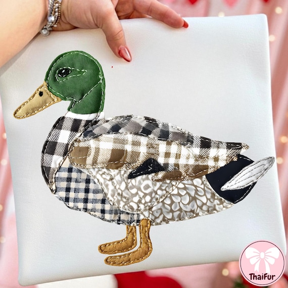 Vintage Patchwork Duck PNG, Mallard Grandma Core Design, 90s Country Folk Farmhouse Animal Thrifted Granny Png, Digital Download