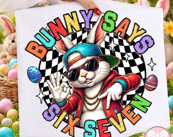 Easter 67 Six Seven PNG, Popular Bunny Shirt Design, Trendy Funny Easter PNG, Coquette Girly Retro Sublimation File