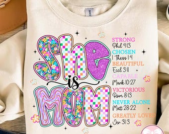 Sie ist Mama Png, Mama Retro Png, gesegnete Mutter Png, Sie ist stark Png, Muttertag Png, Retro Mädchen Mutter Png, christliche Png