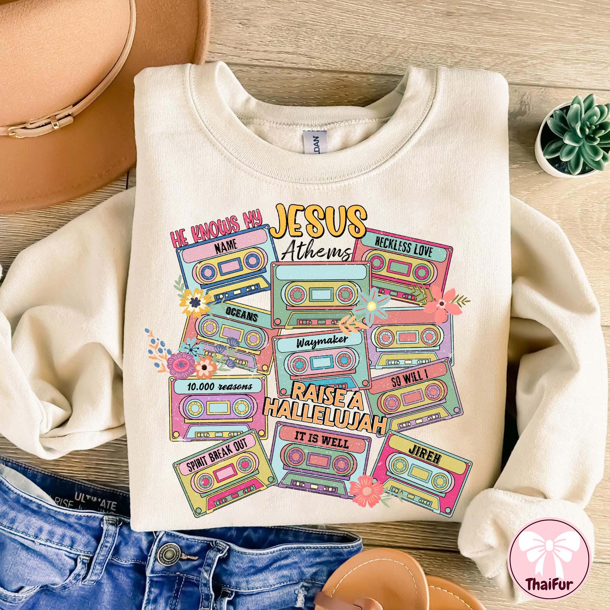 90s Jesus Anthems Retro Christian Collage, Cassette Tapes Png, Religious Gifts Png, Popular Christian Png Files, Retro Christian Shirt Png