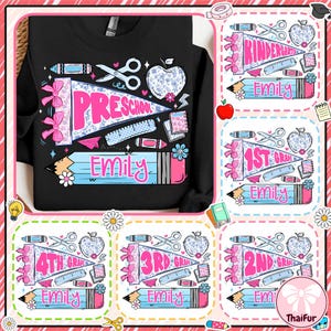 Custom Back to School Pennant PNG, Preppy Coquette Girl Name Clipart, Kindergarten Preschool 1st 2nd 3rd Grade Sign, Lace Name Flag PNG