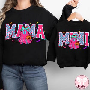 Halloween Neon Mama Mini Png, Halloween Neon Checkered Png, Spooky Mama Png, Spooky Season Png, Halloween Cute Neon Ghost , Digital Design