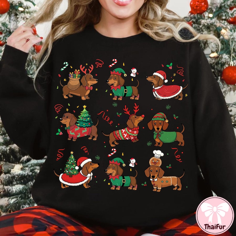 Funny Christmas Dachshund Dog PNG, Cute Holiday Puppy Clipart, Merry ...