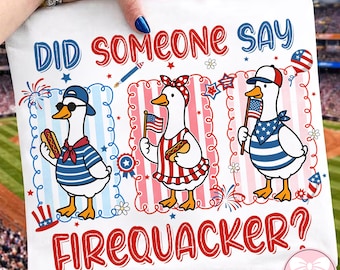 Firequacker Goose PNG, Funny Goose Png, 4th of July Png, Patriotic Goose Design, American Flag Png, USA Sublimation